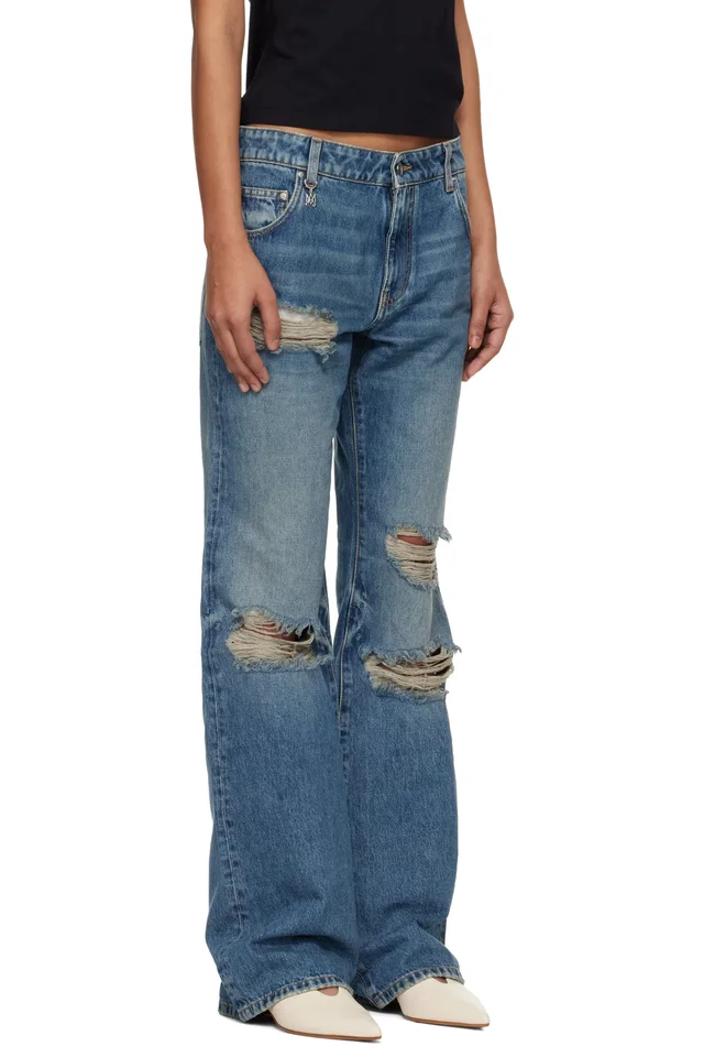 AMIRI Blue Slash Jeans, photo 2 of 4 from SSENSE