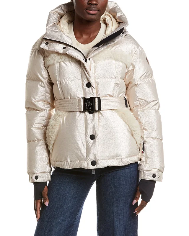 Moncler Grenoble Mondim Metallic Shearling-Trimmed Hooded Down Ski Jacket, image 1 of 1 from Rue La La