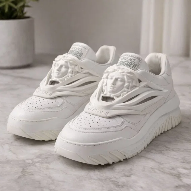 Versace Odissea Medusa Head Sneakers White Leather Chunky Designer 42.5 Us 9.5 in white Leather from Poshmark