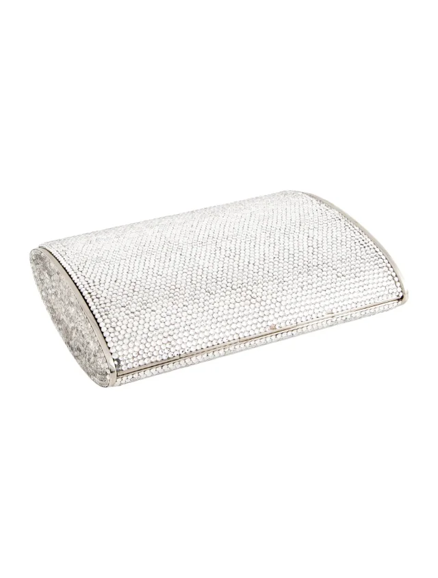 Judith Leiber Crystal Minaudière in silver|gray Satin from The RealReal, photo 4 of 5