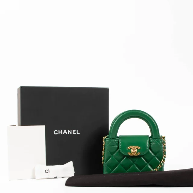 Chanel Green Shiny Calfskin Nano Kelly Micro Shopping Bag in Green Calfskin from Labellov, photo 2 of 6