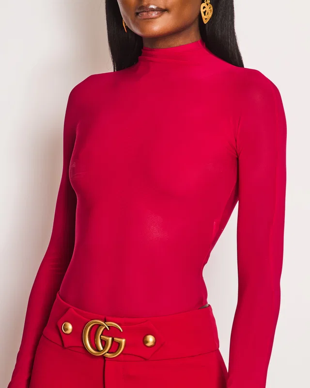 Alaïa Fuschia Turtleneck Jersey Long-Sleeve Bodysuit Size FR 34 (UK 6) from Sellier