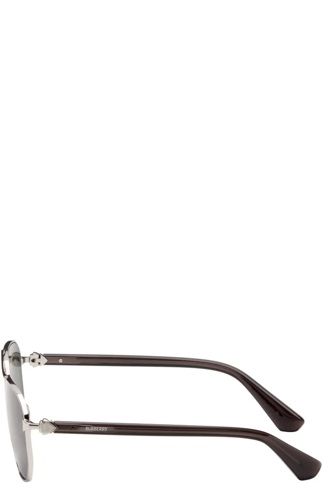 Burberry Silver Metal Shield Aviator Sunglasses​, photo 3 of 4 from SSENSE