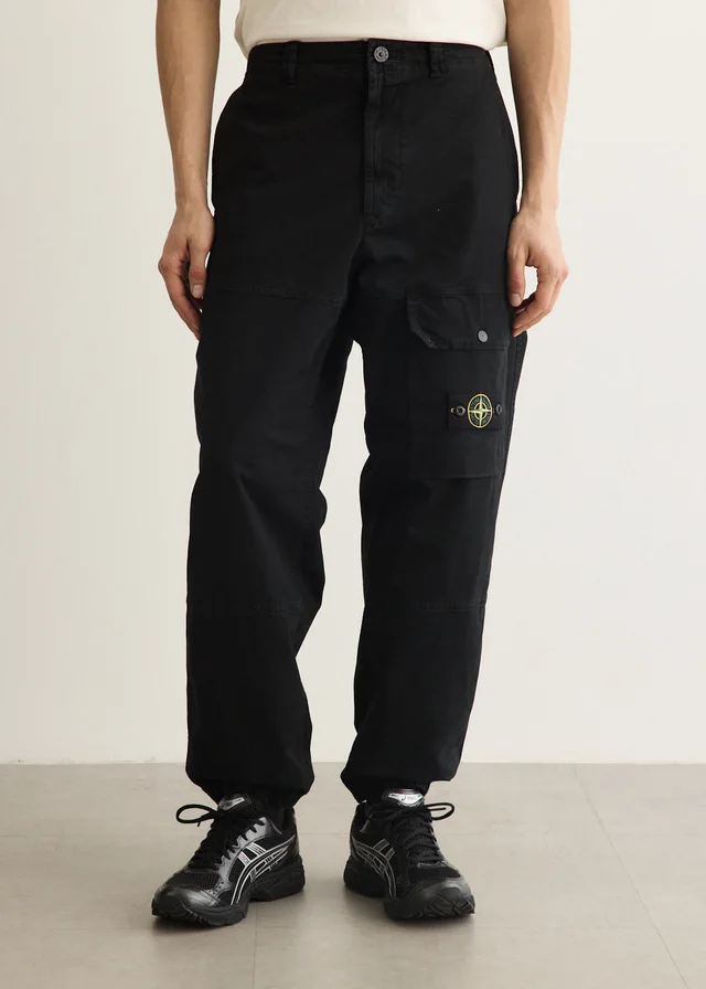 Stone Island Loose Fit Organic Cotton Broken Twill Cargo Pants in Black from Incu, photo 1 of 1
