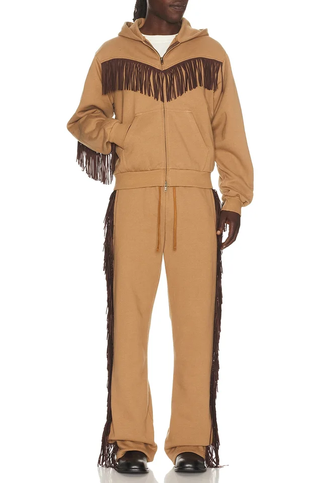 Austin Post Fringed Straight Cut Pant in Coyote, photo 4 of 5 from REVOLVE (Canada)