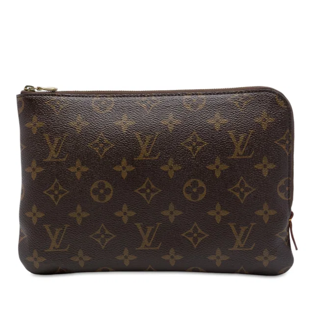 Brown Louis Vuitton Monogram Etui Voyageur PM Clutch Bag in Brown Coated canvas from Designer Revival