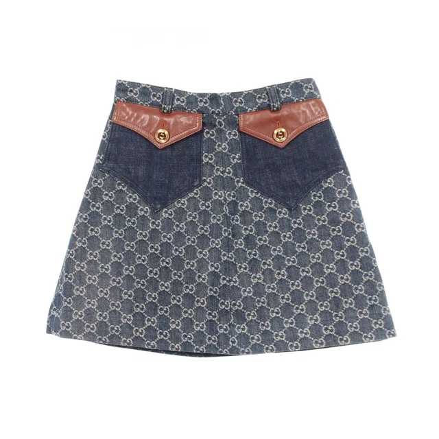 Gucci Skirt GG Jacquard Cotton Denim in Denim from The Reluxe