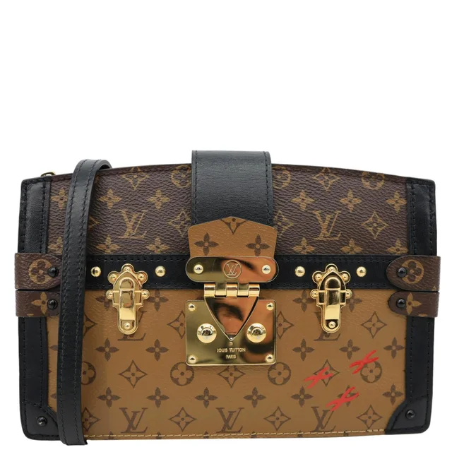 Louis Vuitton Trunk Clutch Reverse Monogram Crossbody Bag Brown in Brown Coated canvas from Dallas Designer Handbags