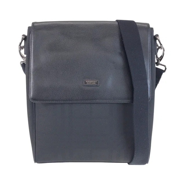 Burberry Black Label Leather Canvas Shoulder Bag in Black Canvas from LuxUness