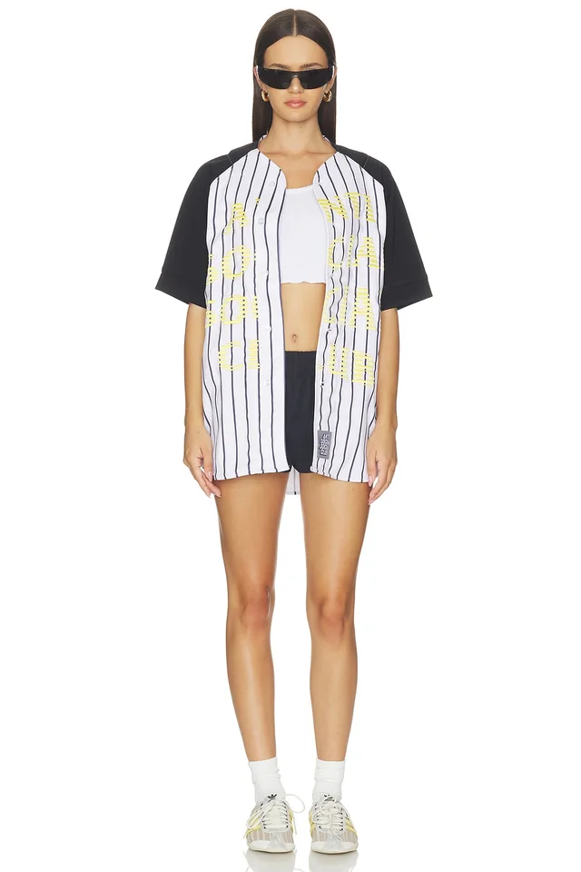Anti Social Social Club Pinstriped Baseball Jersey in Black & White, photo 5 of 5 from REVOLVE (Canada)