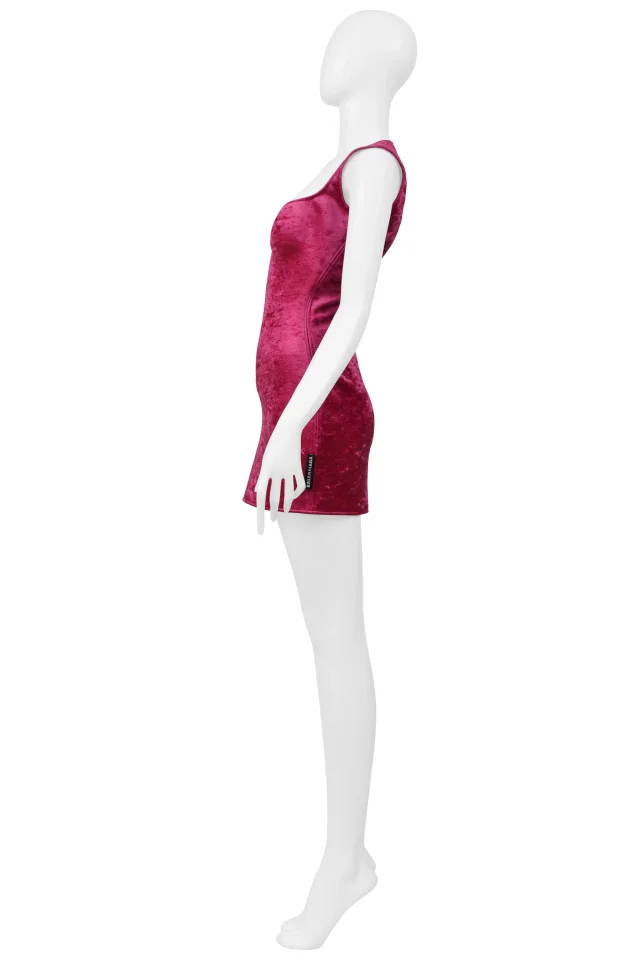 Balenciaga Pink Neoprene Velvet Mini Dress 2018 in Pink Velvet from Resurrection Vintage, photo 7 of 8