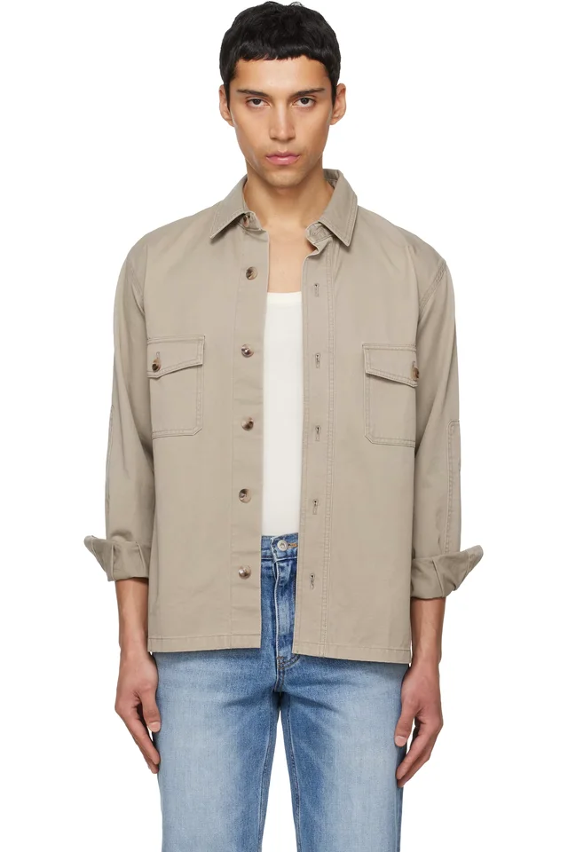 TONYWACK Beige Washed Cotton Twill Overshirt, image 1 of 1 from SSENSE