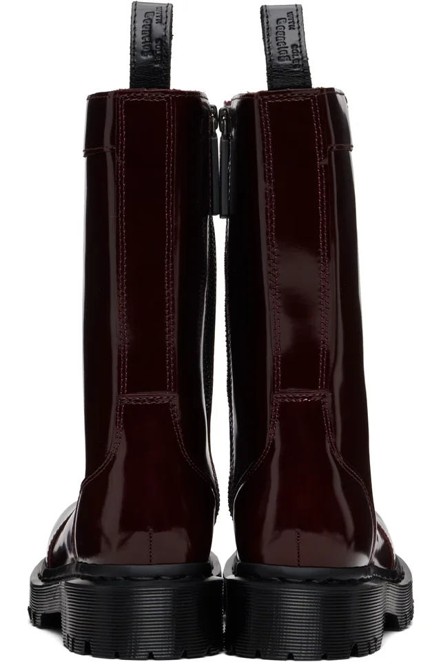 Dr. Martens Burgundy Rejena Laquered Leather Boots, photo 2 of 5 from SSENSE