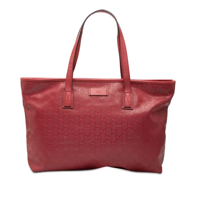 Red Gucci Medium GG Imprime Tote in Red Leather from Designer Revival