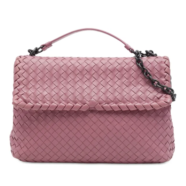 Pink Bottega Veneta Medium Nappa Intrecciato Olimpia Shoulder Bag in Pink Nappa leather from Designer Revival