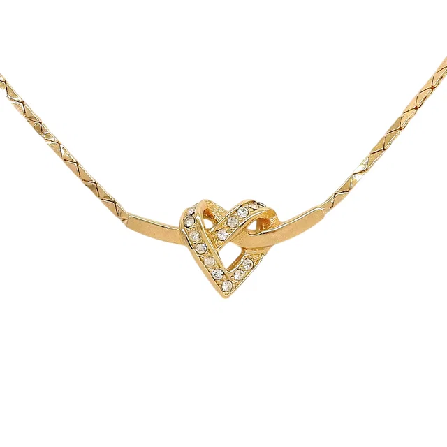 Dior Rhinestone Heart Necklace, Gold in Gold from VINTAGE QOO TOKYO