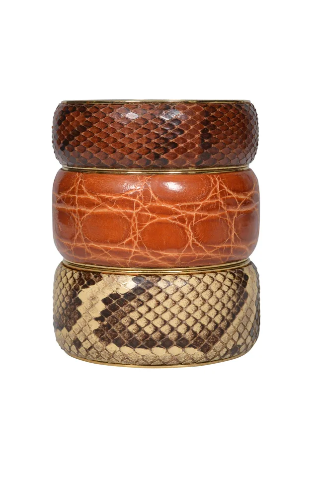 Dolce & Gabbana Python-effect Leather And Brass Bangle Bracelet in Python from Resurrection Vintage, photo 2 of 2