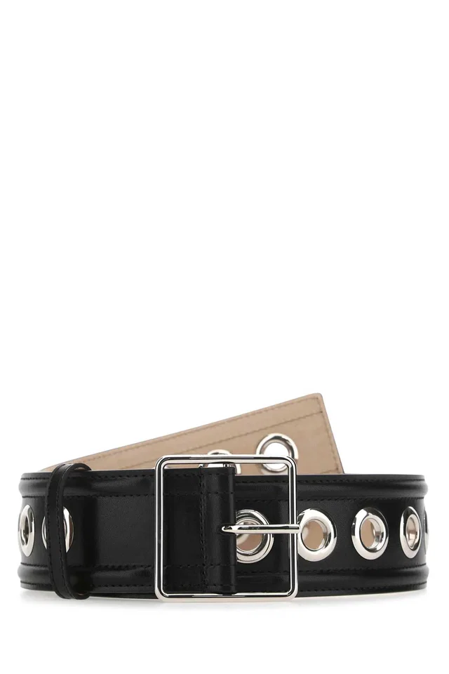 Alexander McQueen Belt — Black in Black Calfskin from HEWI