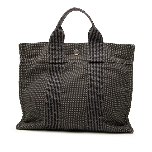 Gray Hermès Canvas Herline PM Tote Bag in Grey Canvas from Designer Revival