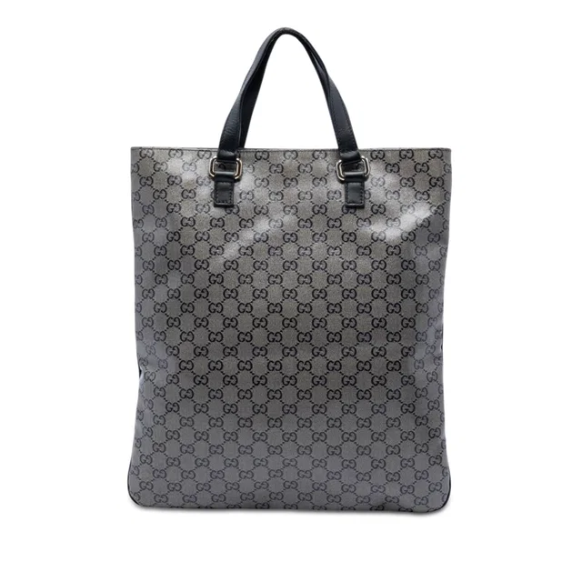 Gray Gucci GG Crystal Tote in Grey Coated canvas from Designer Revival