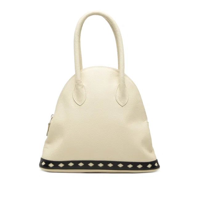 White Saint Laurent Leather Dome Diamond Cut Handbag in White Leather from Designer Revival