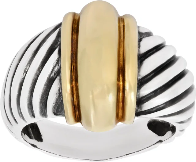 David Yurman "Shrimp" Dome Design ring in 14k yellow gold and sterling silver in Yellow Yellow Gold, Sterling Silver from Gray And Sons