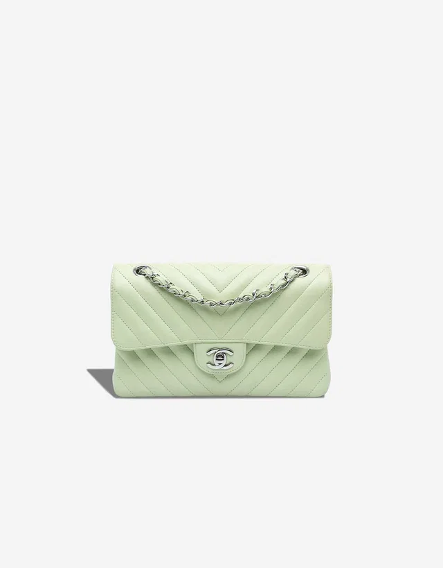 Chanel Timeless Chevron Small Lamb Green in Green Lambskin from SACLÀB