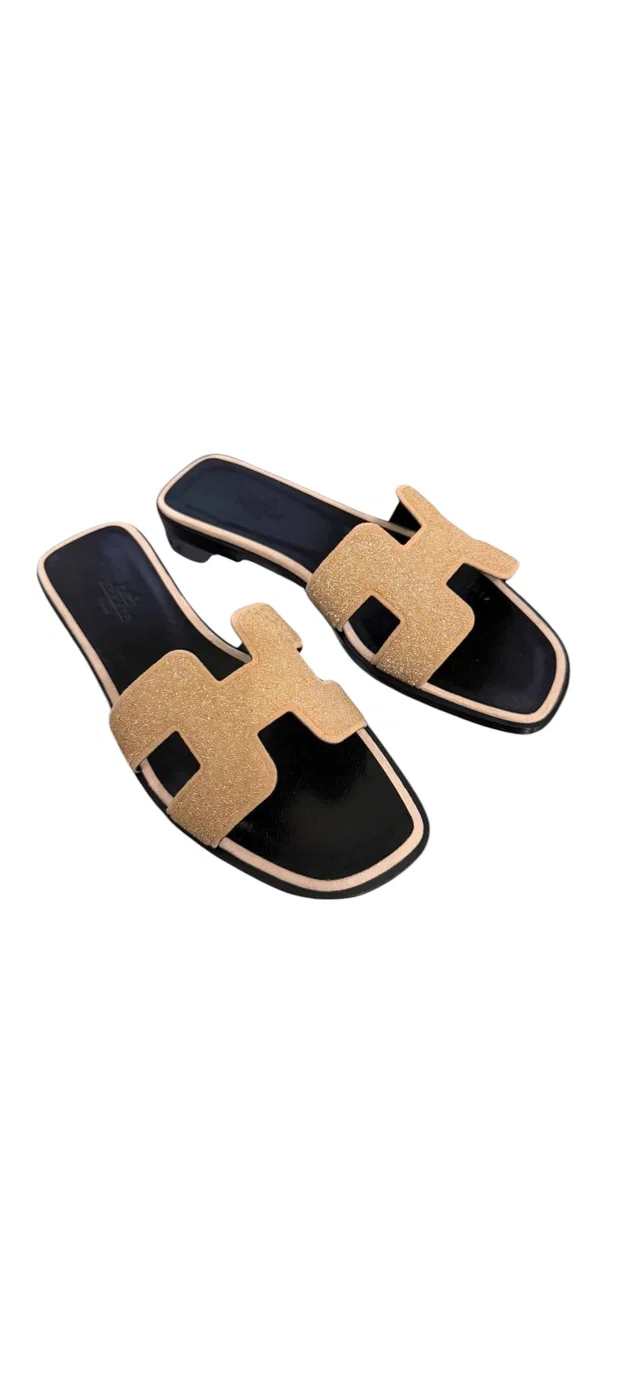 Hermès Oran Sandals Beige Beaded Sz 36.5 in Beige from Luxury Promise