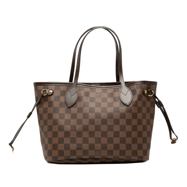 Brown Louis Vuitton Damier Ebene Neverfull PM Tote Bag in Brown Canvas from Designer Revival