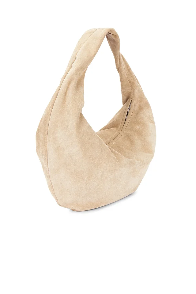 Flattered Alva Shoulder Bag in Sand Suede, photo 3 of 4 from REVOLVE (Canada)