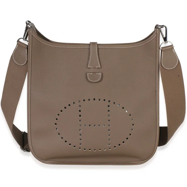 Hermès Etoupe Epsom Evelyne Iii Pm 29 Phw Gray Leather Handbag in Taupe Epsom leather from HEWI