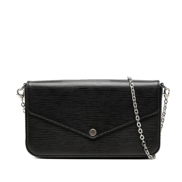 Black Louis Vuitton Epi Pochette Felicie Crossbody Bag in Black Leather from Designer Revival