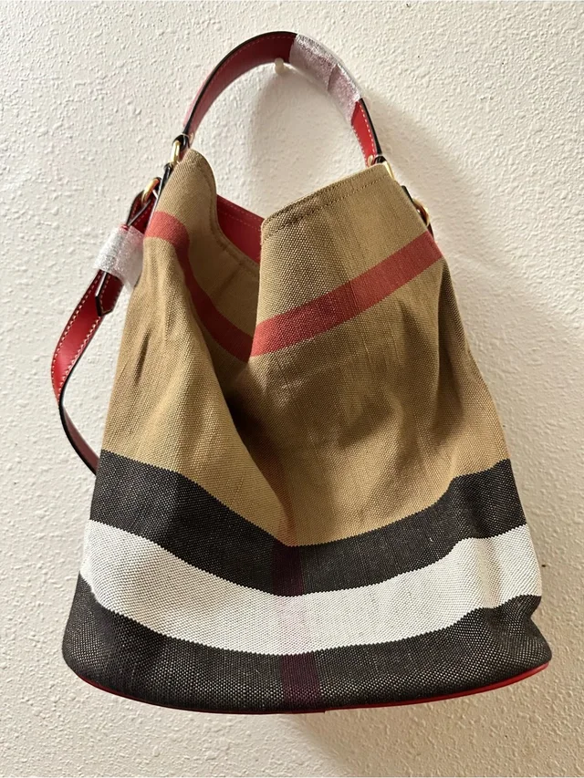 Burberry Check Ashby Leather Hobo Bag Medium 2way in black|brown|neutral Leather from Poshmark
