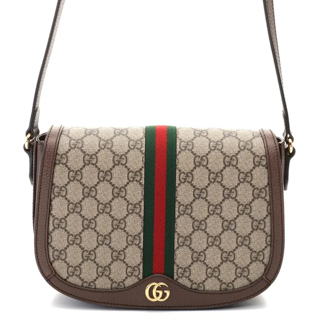 Gucci Ophidia GG Supreme Shoulder Bag Beige Brown in Brown Canvas from The Reluxe