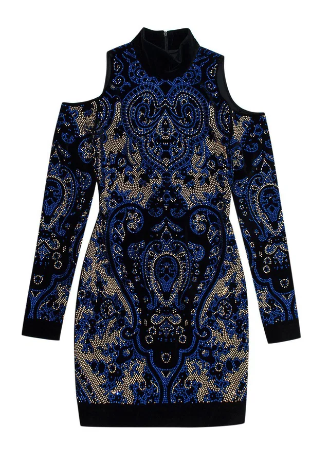 Balmain Cutout crystal-embellished velvet mini dress in Velvet from HEWI