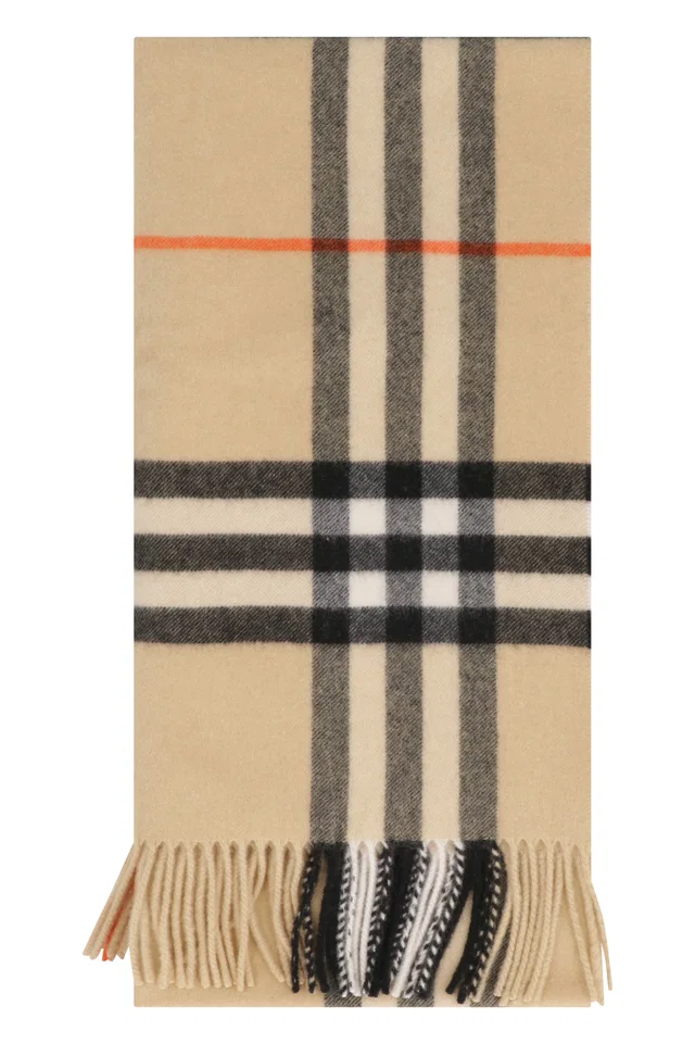 Burberry Checked Cashmere Scarf — Beige Scarfs in Beige Cashmere from HEWI
