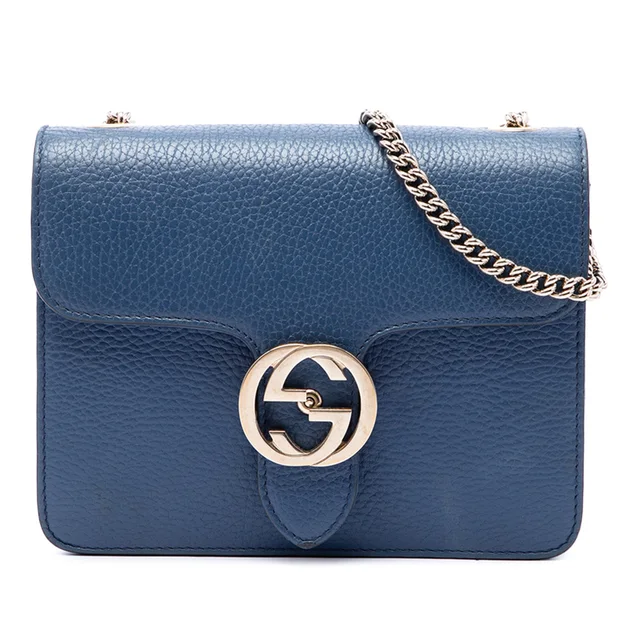 Blue Gucci Small Dollar Calfskin Interlocking G Crossbody in Blue Calfskin from Designer Revival, photo 1 of 1