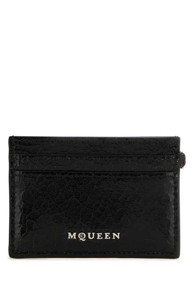 Alexander McQueen Card Case — Black Cases in Black Leather from HEWI
