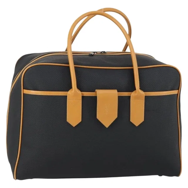 Saint Laurent Vintage Boston Pvc Leather Black Bag in Black Leather from HEWI