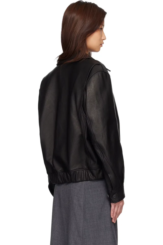 COOR Black Goatskin Blouson Jacket, photo 3 of 4 from SSENSE