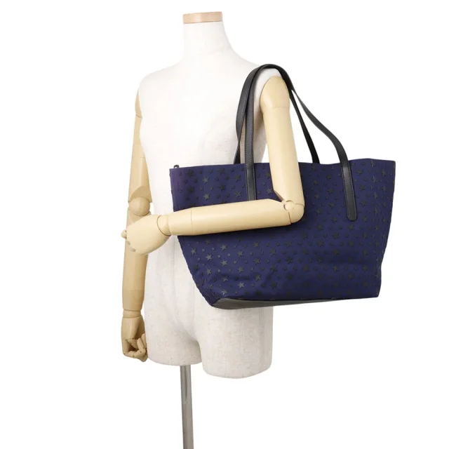 Jimmy Choo Star motif tote bag Navy/Black Canvas Leather in Black Canvas from GALLERY RARE, photo 4 of 15