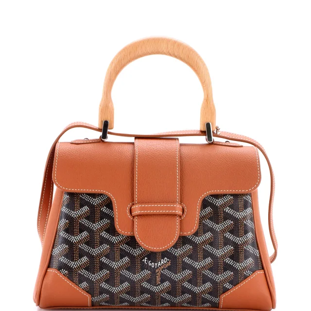 Goyard Saigon Top Handle Bag Coated Canvas with Leather Mini in brown|red Coated canvas from Rebag