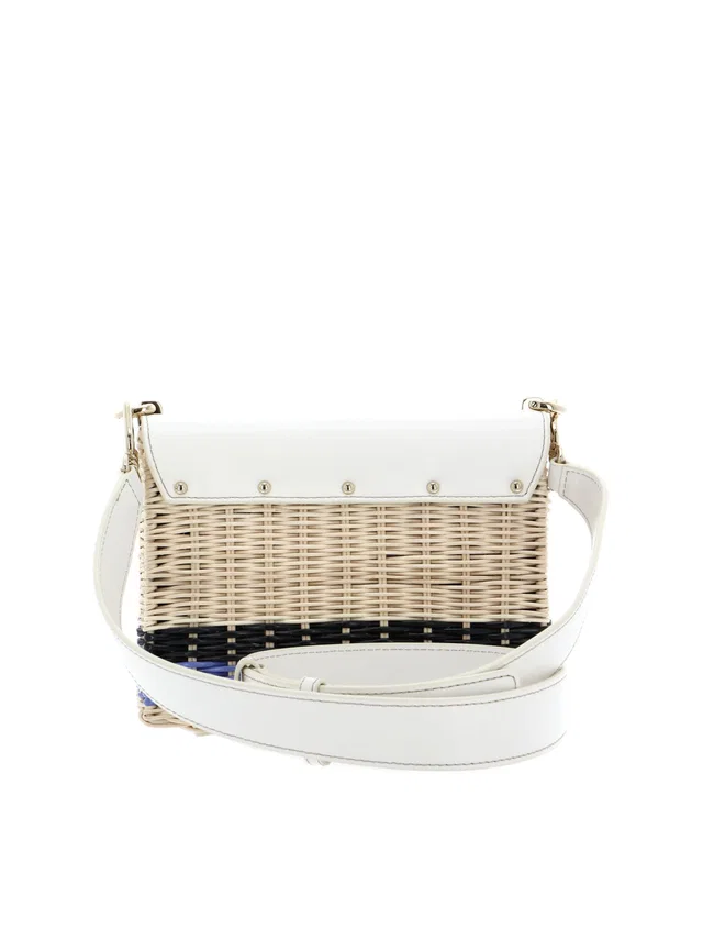Furla Wicker And Leather Shoulder Bag — White in White Raffia from HEWI
