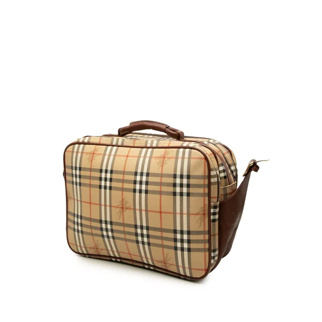 Beige Burberry Haymarket Check Coated Canvas Satchel in Beige Coated canvas from Designer Revival, photo 2 of 6