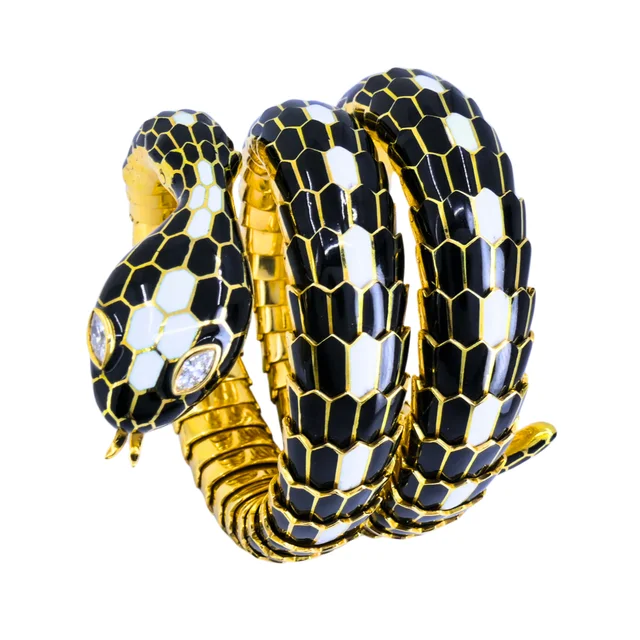 Bvlgari Vintage Gold, Enamel and Diamond Serpenti Bracelet from Sotheby's