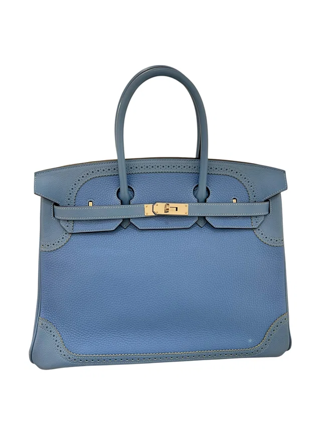 Hermès Birkin 35 Ghillies Blue Paradise Togo Swift PHW #X in Blue Togo leather from Luxury Promise