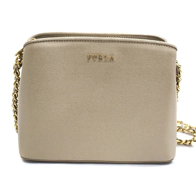 Furla Chain Shoulder Bag Leather Gold Greige Gray Crossbody in gold|gray Leather from Poshmark