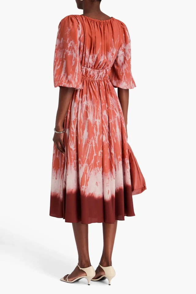 Altuzarra Kathleen Shibori-Print Crepe de Chine Maxi Dress in Antique rose, photo 3 of 4 from THE OUTNET