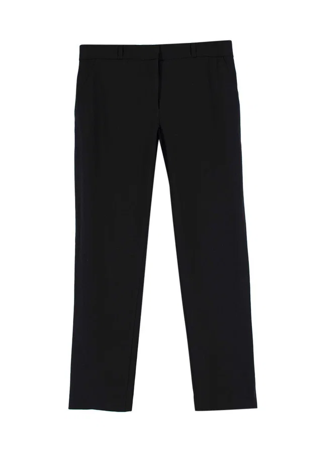 The Row Black Straight Leg Tailored Trousers in Black Wool from HEWI