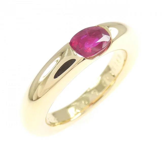 Cartier Ellipse 750 Yellow Gold Ruby Ring Size 9 in Yellow from LuxUness